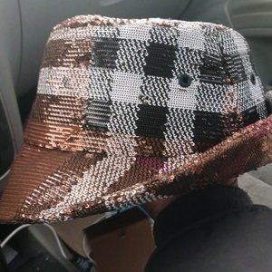 BURBERRY Check Sequin Bucket Hat